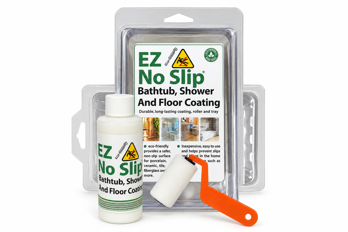 EZ No Slip bathtub, shower and floor anti-slip coating kit with bottle, roller, and applicator tray