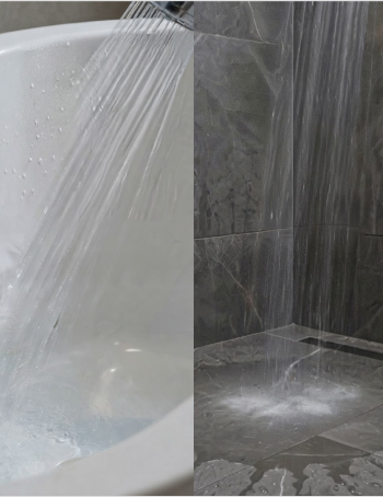  Anti-slip coating applied to smooth bathtub and shower surfaces to improve traction.