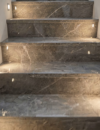 Marble steps treated with anti-slip coating for safer footing