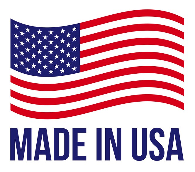 Made in USA icon with American flag. Vector logo or premium quality warranty label for package design